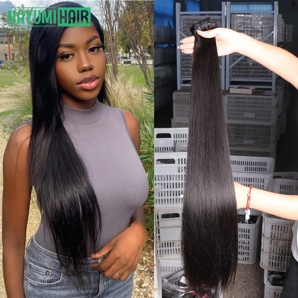 Bone Straight Human Hair Bundles 30Inch 3 Pcs Deals Sale With Swiss Lace Closures For Black Women Brazilian Remy Hair Extension