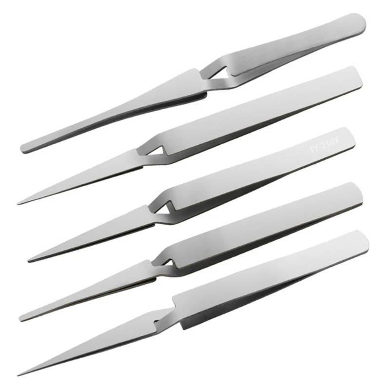 Stainless Steel Tweezers Cross Reverse Round Head Reverse Fork Pointed Labor-Saving Fixed Self-locking Clip Hand Tools  Dropship