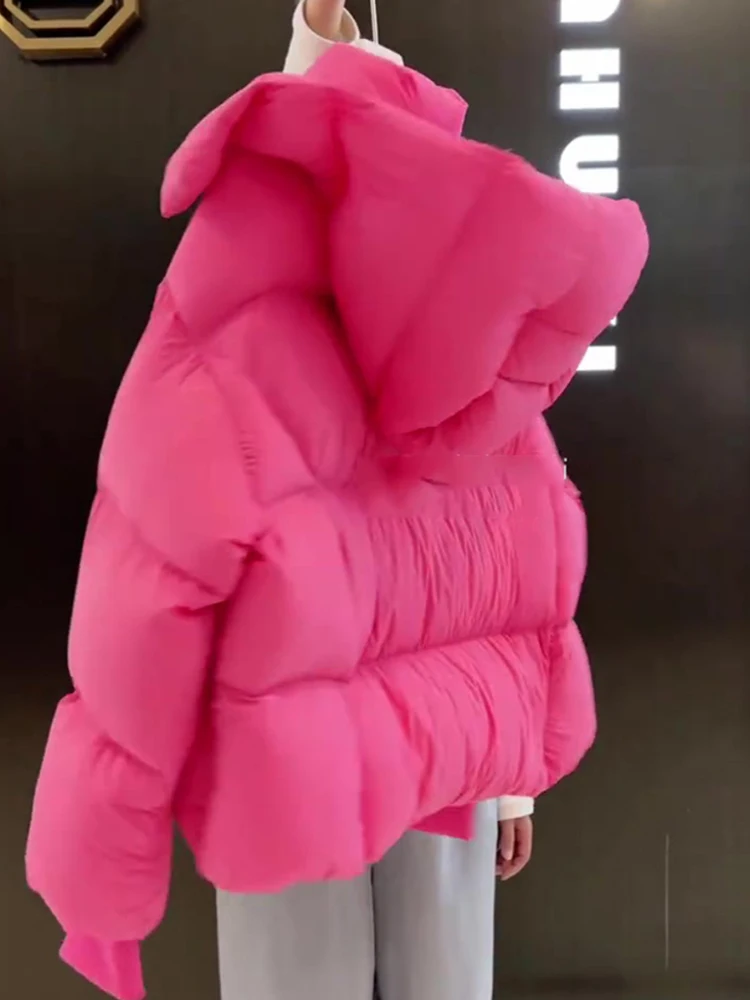 2023 New Winter Small High-Grade Super Nice Thick Short Rose Red Cotton-Padded Coat Cotton-padded jacket Outerwear Women