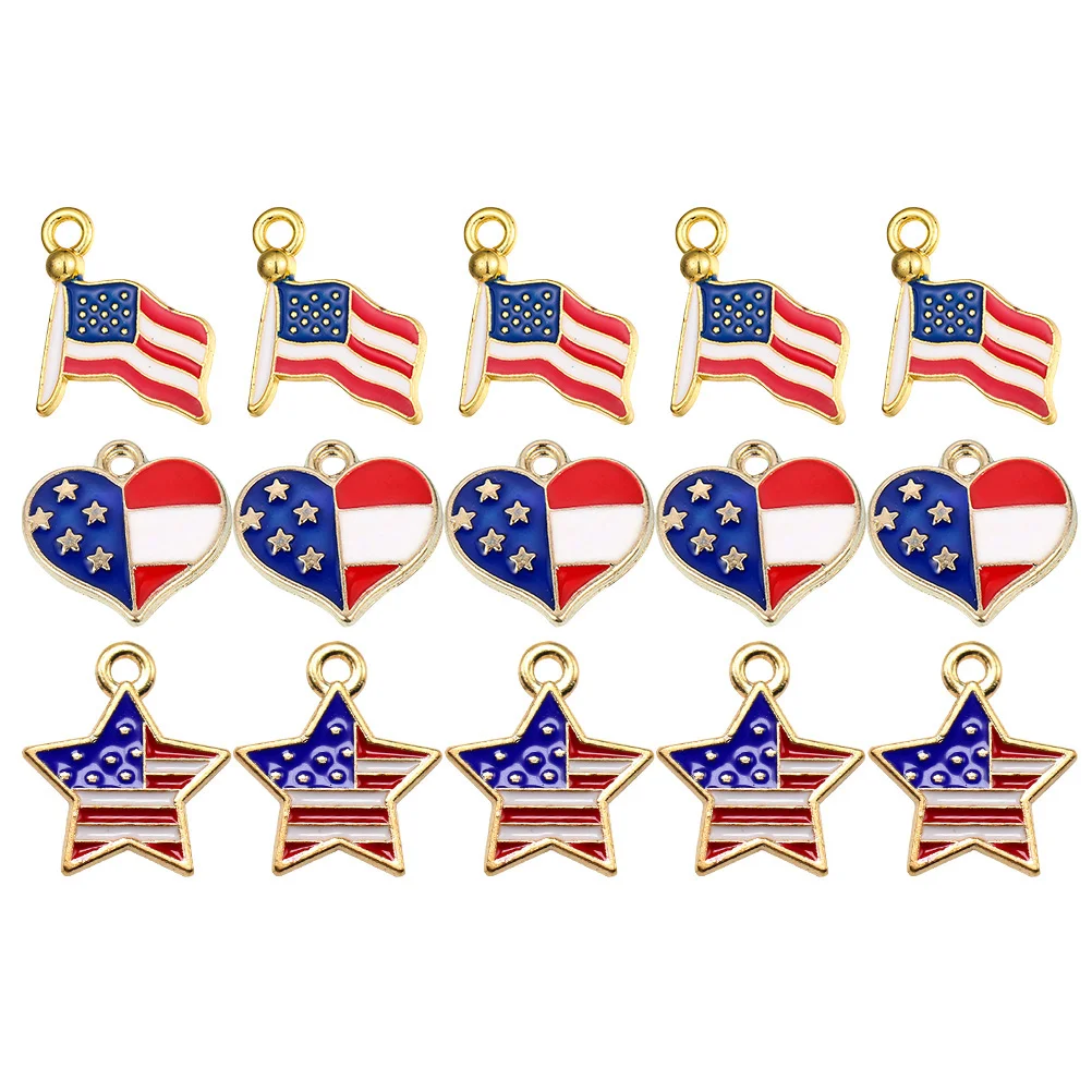 

50pcs American Alloy Stars and Stripes Charms Jewelry Making Charms Jewelry Decors