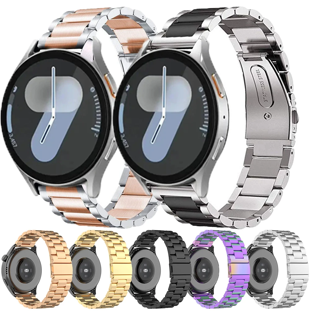 Фото Ремешок из нержавеющей стали для Samsung Galaxy Watch 7 6 5 4 40 мм 44 мм, браслет 6Classic 43 мм 47 мм 5 Pro, металлический браслет 22 20 мм №1