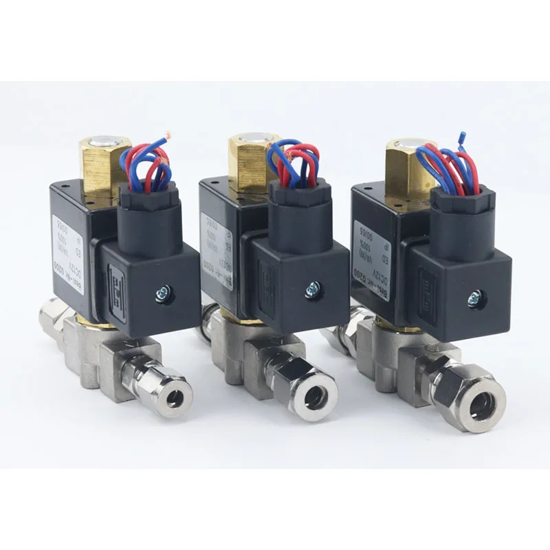 Нормально открытый Соленоидный клапан 1/4 дюйма из нержавеющей стали SS 304 2 канала