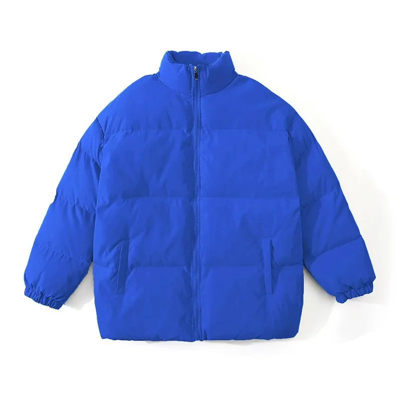 Mens Parkas Solid Color Basic 2022 Autumn Winter New Thick Warm Stand Collar Cotton Jacket Couple 5XL Loose Coat Men and Women