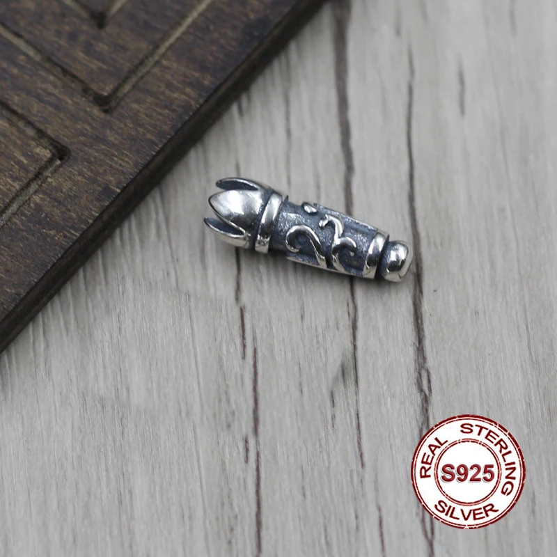 

G03 s925 sterling silver vintage old skull punk style cross beads letter spacer bracelet necklace diy accessories