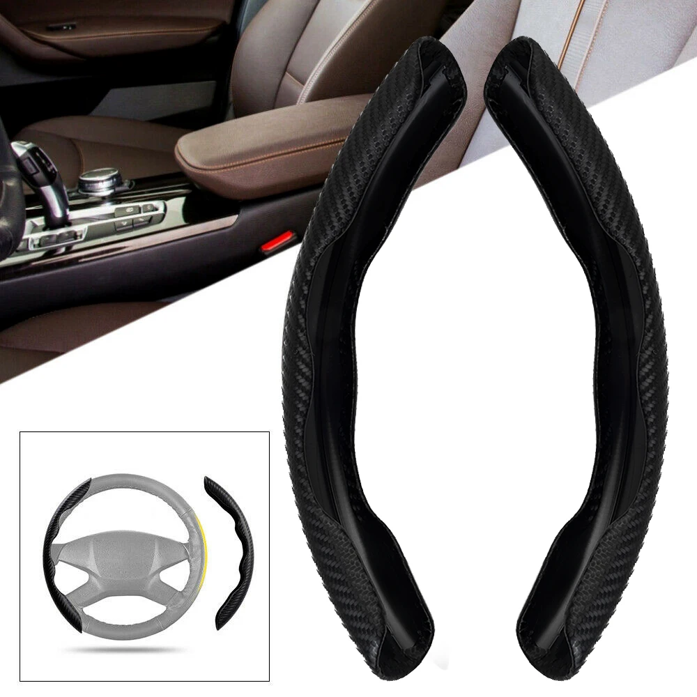 

Booster Car Steering Wheel Cover Universal 2 PCS Accessory Carbon Fiber Look Cover Left，right Brand New Durable