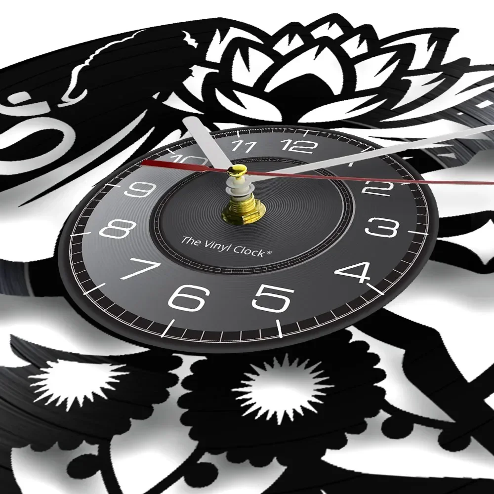 Настенные часы Будда йога Lotos с винтажной виниловой пластиной для буддистской