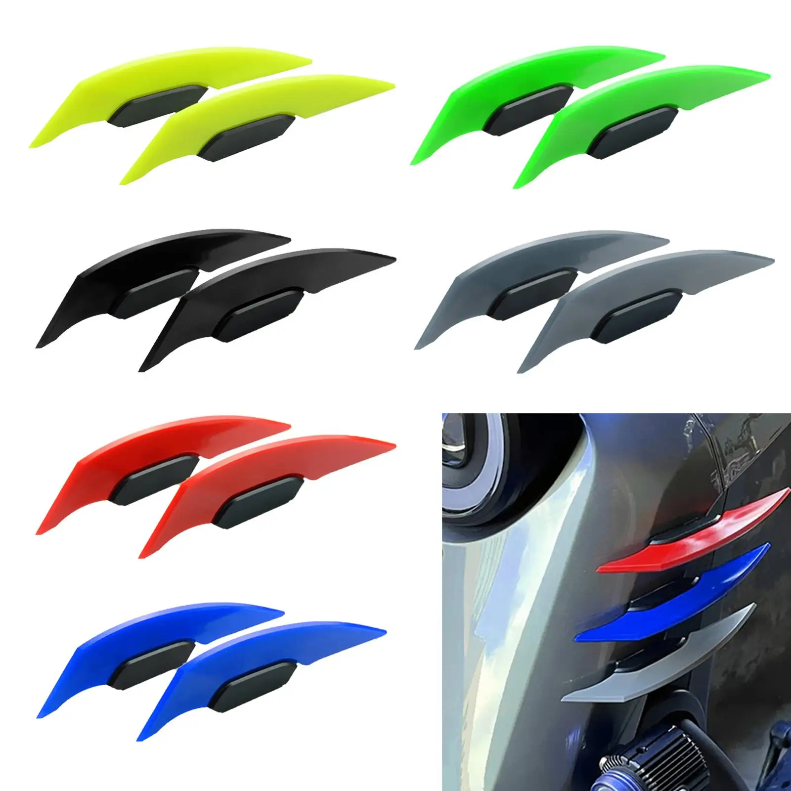 2x мотоциклетные крылышки обтекатель боковой спойлер фиксированные наклейки на