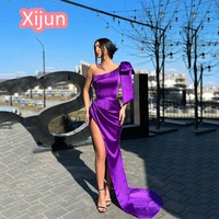 xijun dignified one shoulder puff prom dresses simple corset bodycon party dresses ruched high split noble evening dresses diy