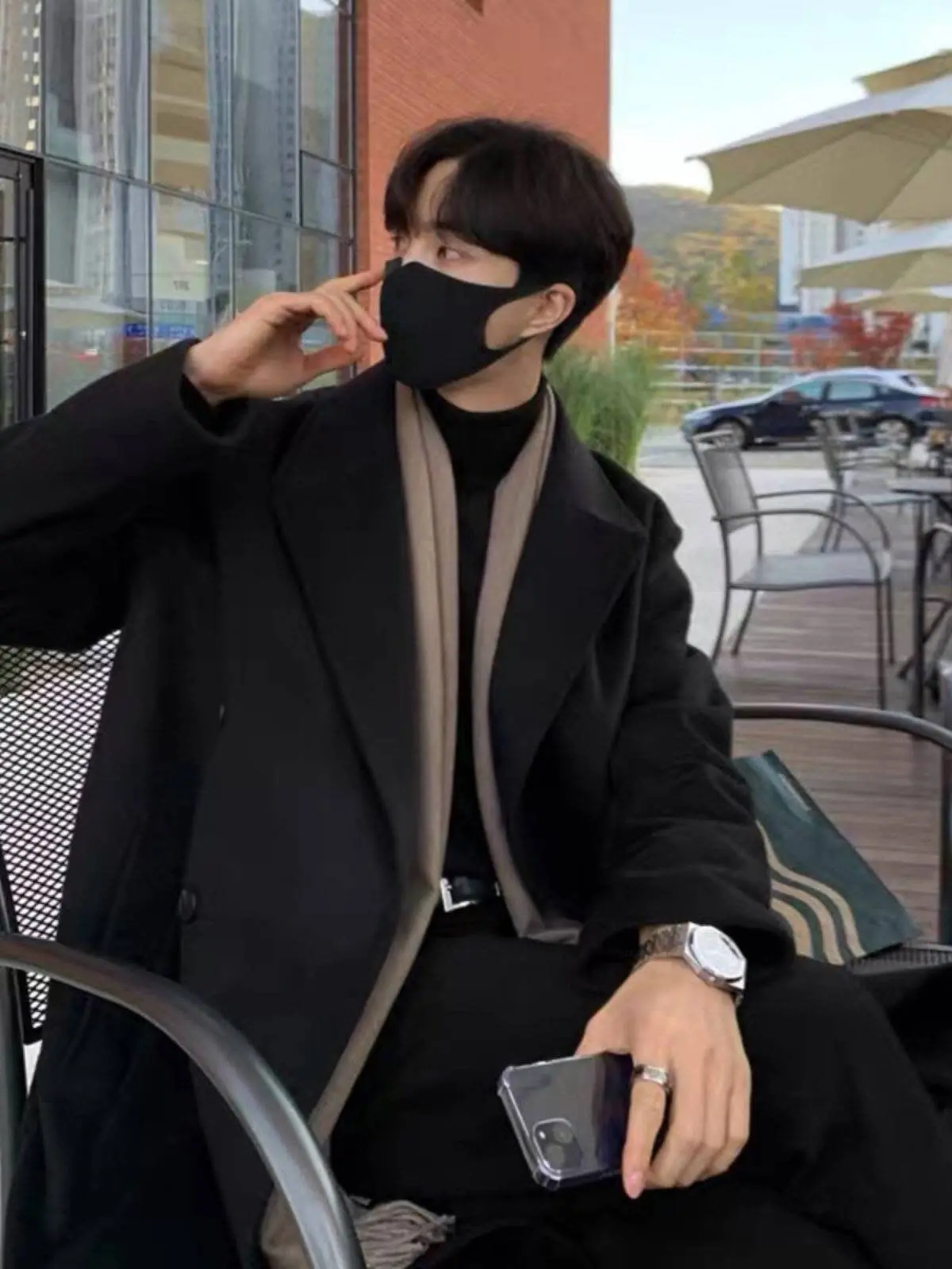 Winter Wool coat Men's Hong Kong Sle Mid-Length over-the-Knee Thickened Loose High-Grade Sense Woolen Trench Coat Ins Outer...