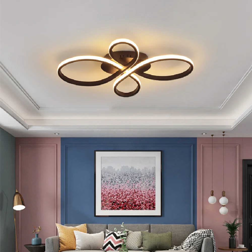 

Minimal chandelier living room ring modern Led ceiling lamp bedroom attic hall home decoration white brown chandelier 2022