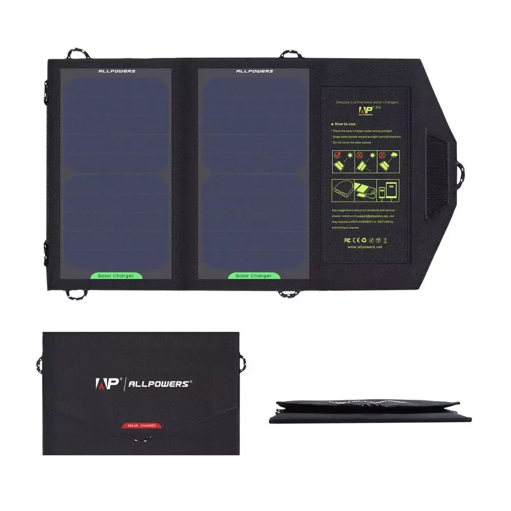 

ALLPOWERS Solar Panel 10W 5V Solar Charger Portable Solar Battery Chargers Charging for Phone for Hiking Camping Outdoors