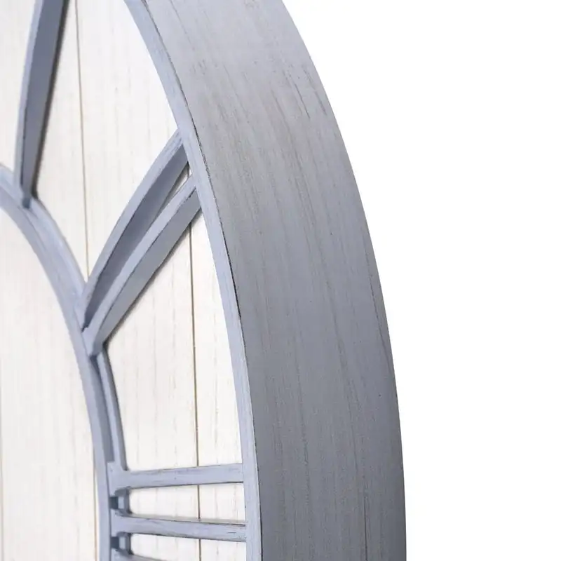 

Size Round Wood White Gray Analog Wall Clock Decor Set of 1