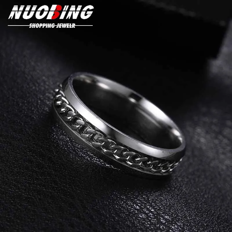

6mm Stainless Steel Chain Rotating Universal Ring For Men And Women Casual Sports Anxiety Jewelry Gifts From Friends