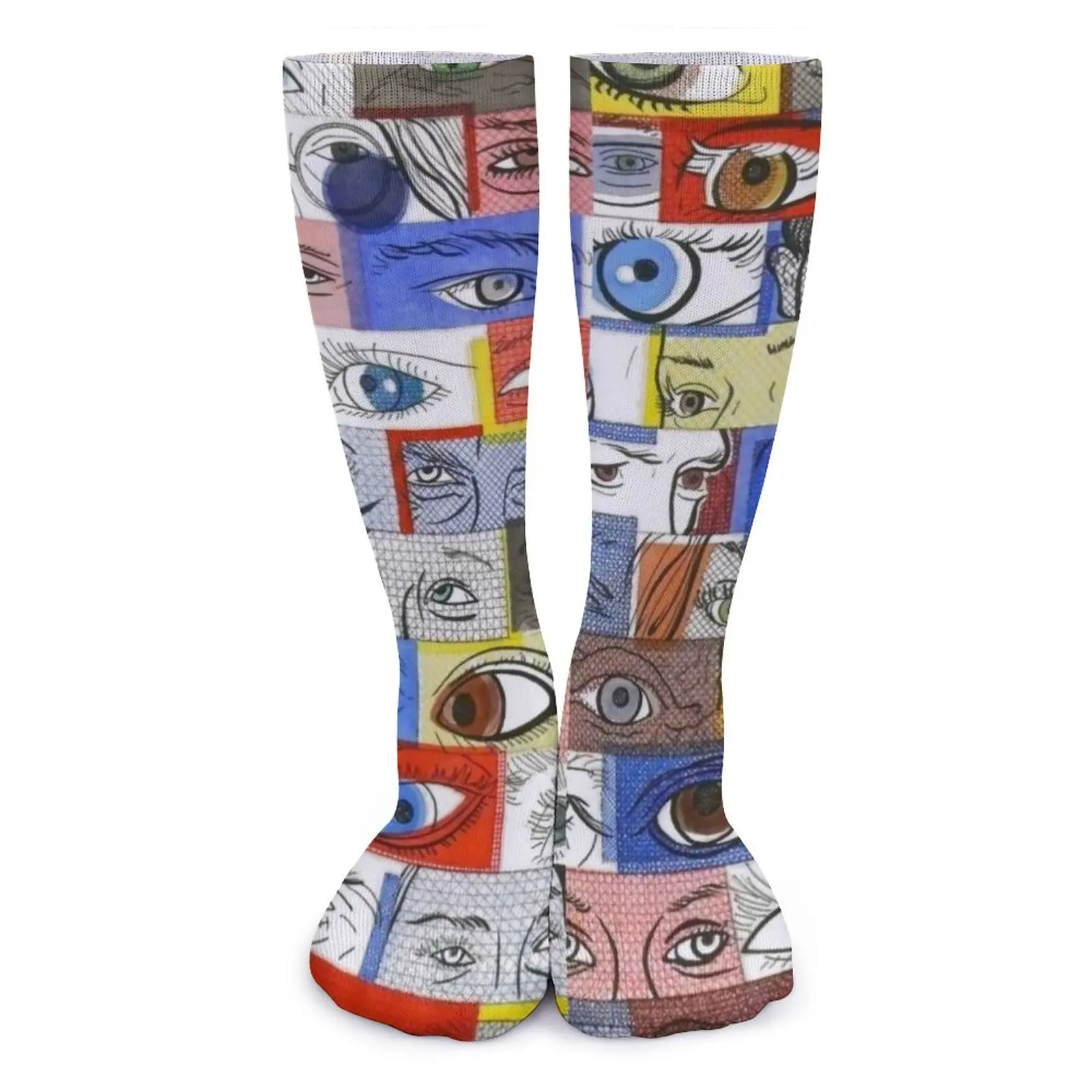 

Носки с изображением граффити «глаза», забавные сумасшедшие и уникальные модные чулки с глазными яблоками, мужские и женские носки, Осенние Нескользящие