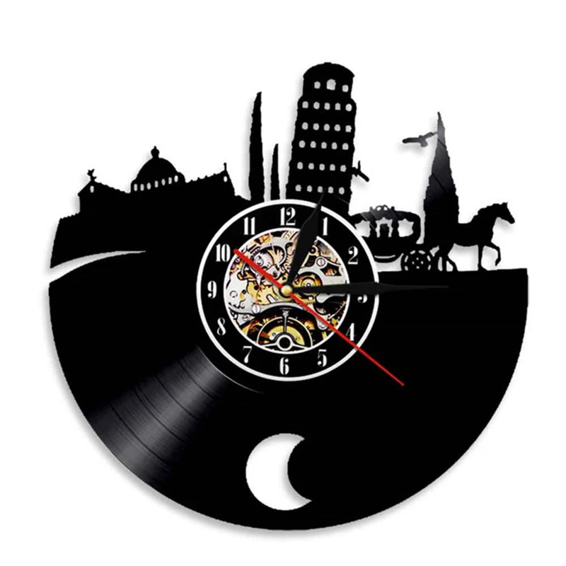 

Leaning Tower of Pisa Vinyl Record Wall Clock Torre pendente di Pisa Wall Art Wall Clock Italy Sightseeing Cityscape Wall Watch