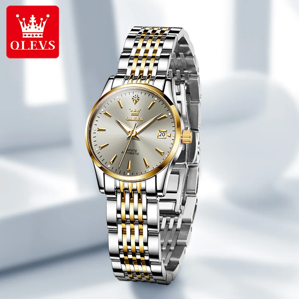 OLEVS Luxury Brand Automatic Mechanical Wristwatch Waterproof Stainless Steel Simple Watch For Women Gift for Girl Reloj Mujer enlarge