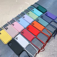 liquid silicone crossbody necklace lanyard cord strap phone case for iphone 13 12 11 pro max xs xr x 8 7 plus se 2020 soft cover