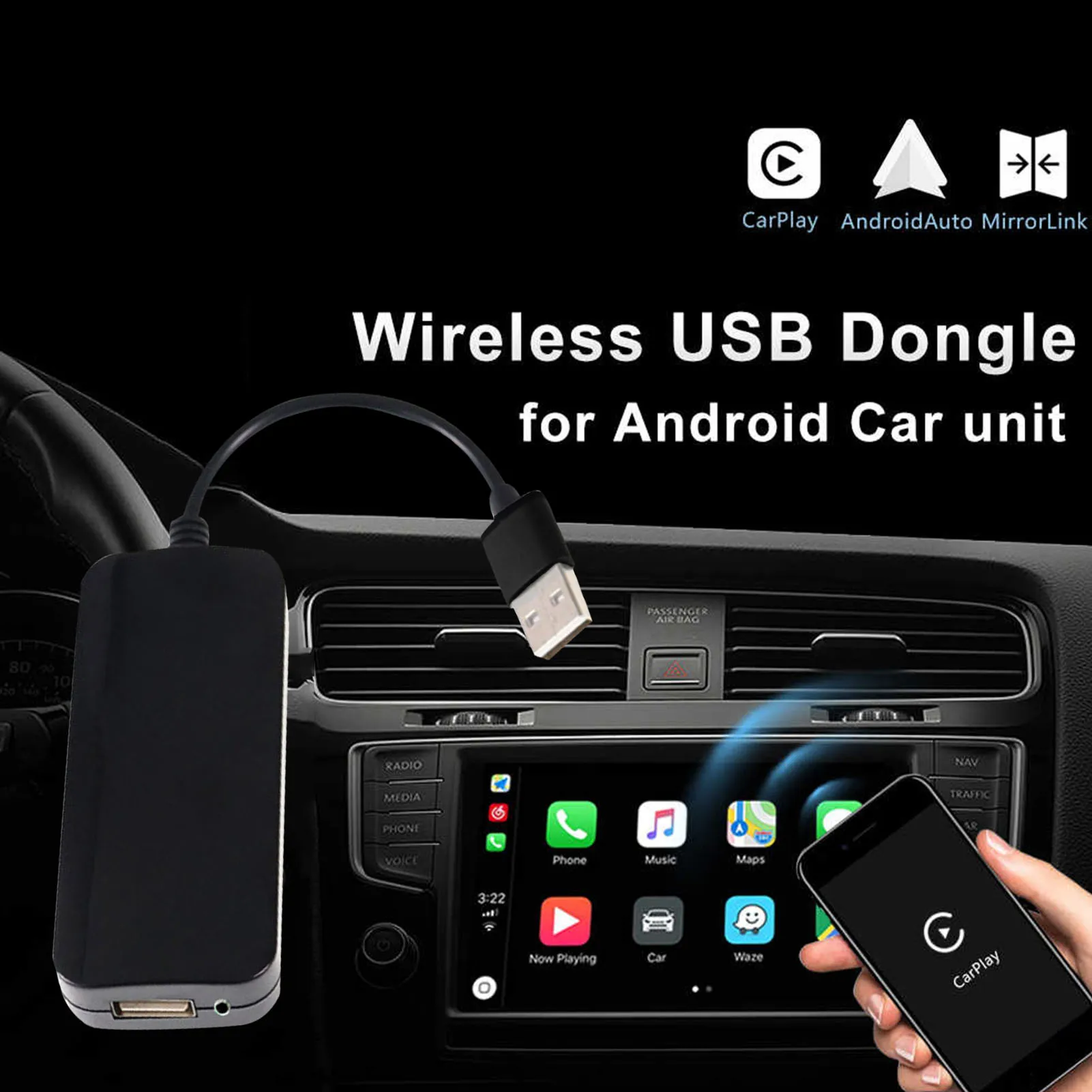 

Car Multimedia Player Wireless Car-Play Dongle Android Auto Smart Link USB Adapter For Android WIFI Receiver Car Radio