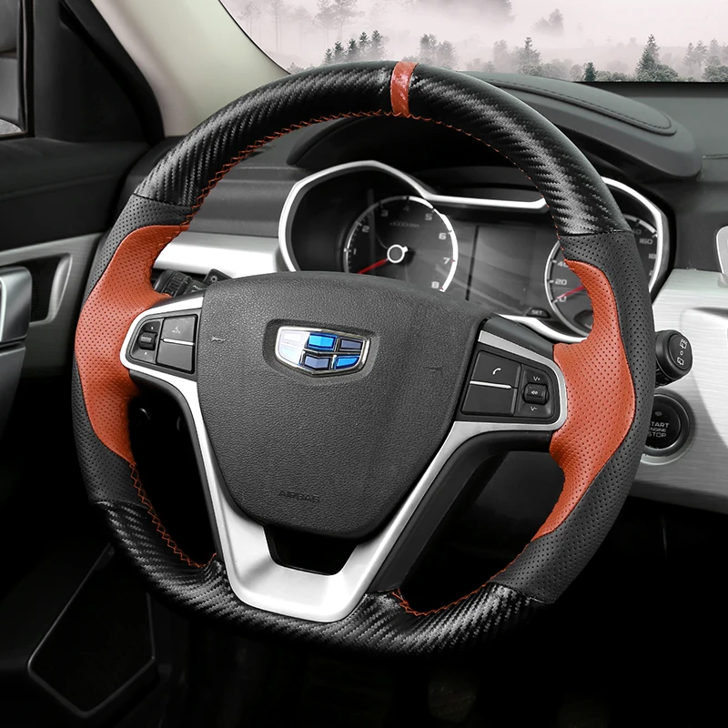 

Чехол рулевого колеса автомобиля не скользящая износостойкая углеволоконная кожа для Geely EMGRAND GT 2015 2016 2017 автомобильные аксессуары