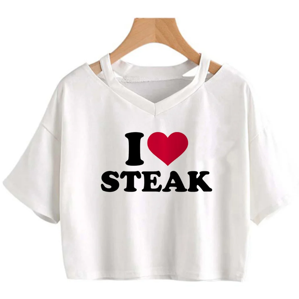

Женский топ в стиле хиппи I love Steak, короткий топ в стиле хиппи, в стиле интернет-y2k, женская готическая футболка в стиле 90-х, кавайная футболка, ...