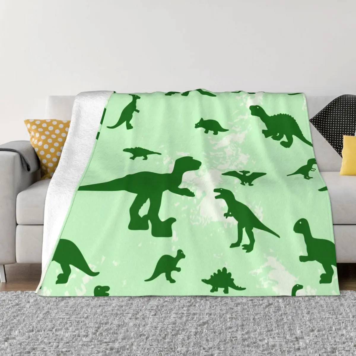 

Dinosaur Cartoon Cute Animal Blanket Winter Warmth Sherpa Throw Blankets for Easy Care Machine Travel