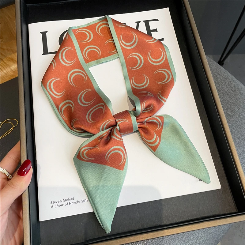

Elegant Letter Hair Ribbon Silk Scarf Women Hair Band Fashion Satin Bag Scarf Small Headband Female Headware Accessories 2022