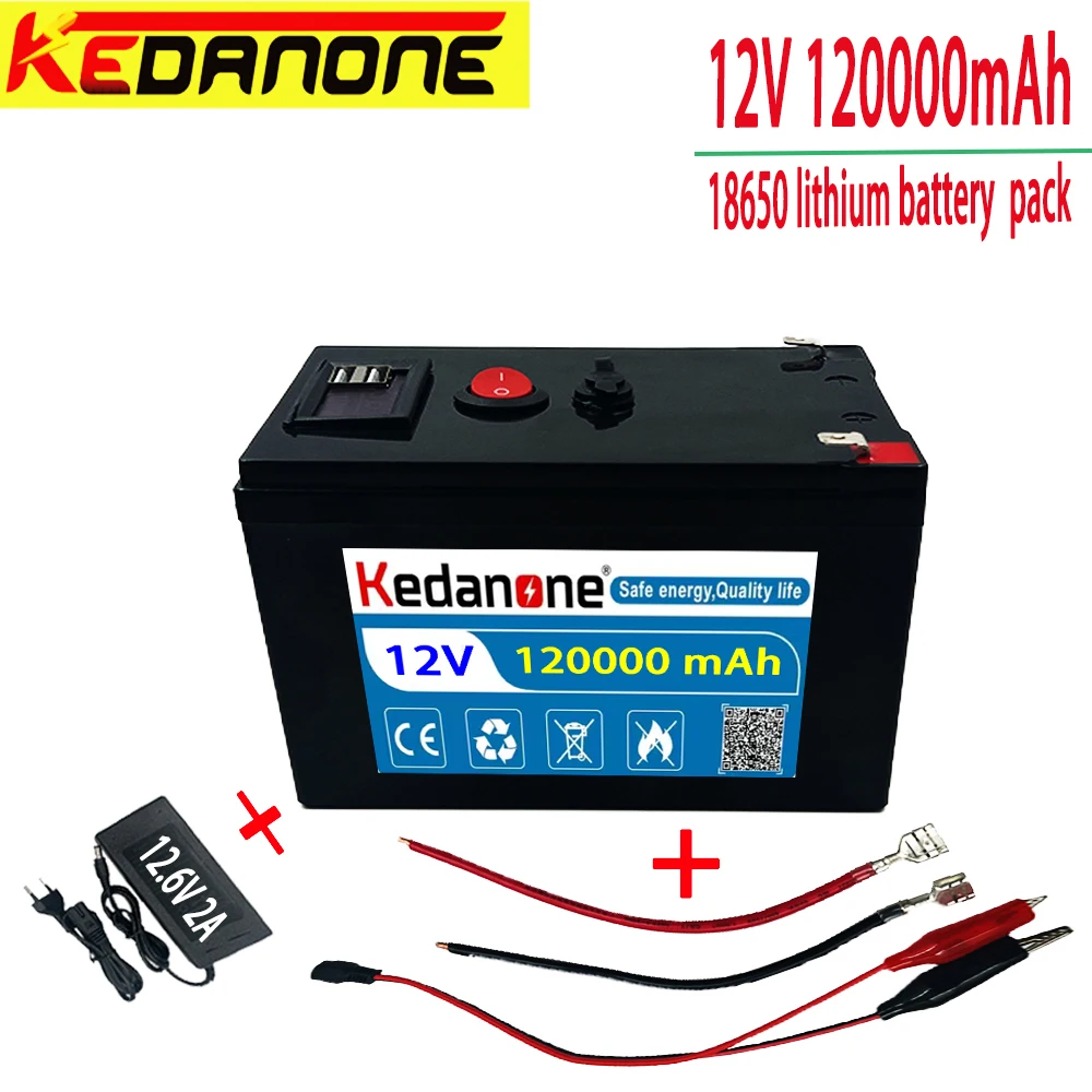 

New 12V120Ah 18650 lithium battery pack 3S7P built-in high current BMS for sprayers,carts electric vehicle batterie+charger