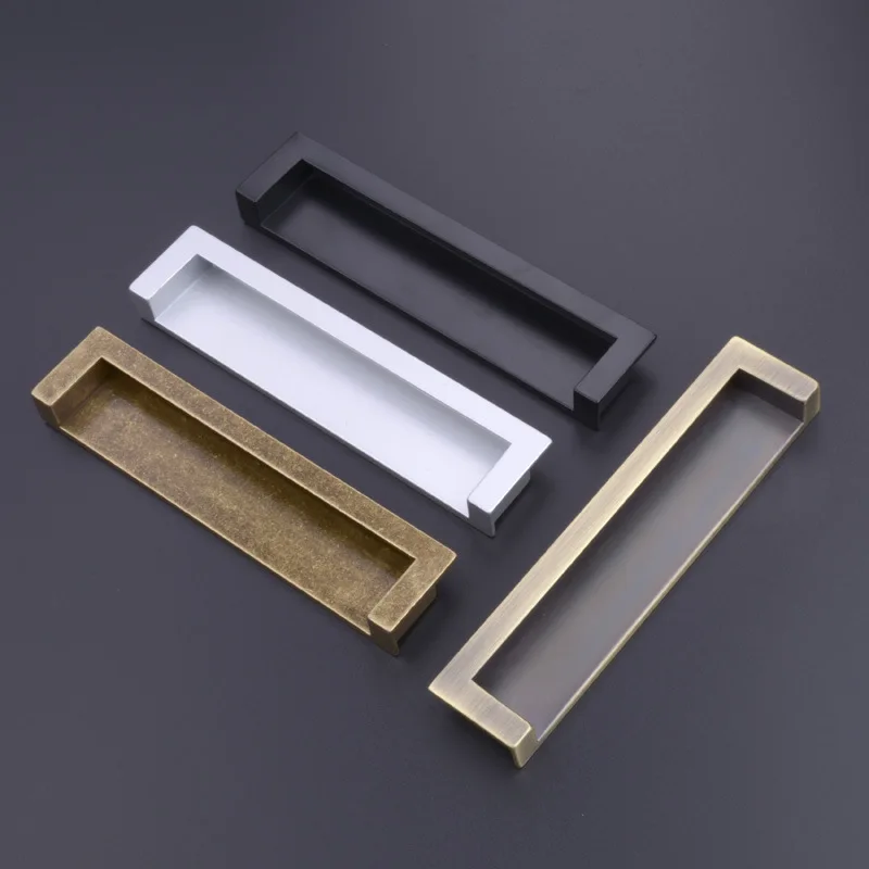 

Embedded Handle Drawer Concealed Handle Embedded Sliding Door Black Cabinet Wardrobe Door Buckle Invisible Simple Dresser Knobs