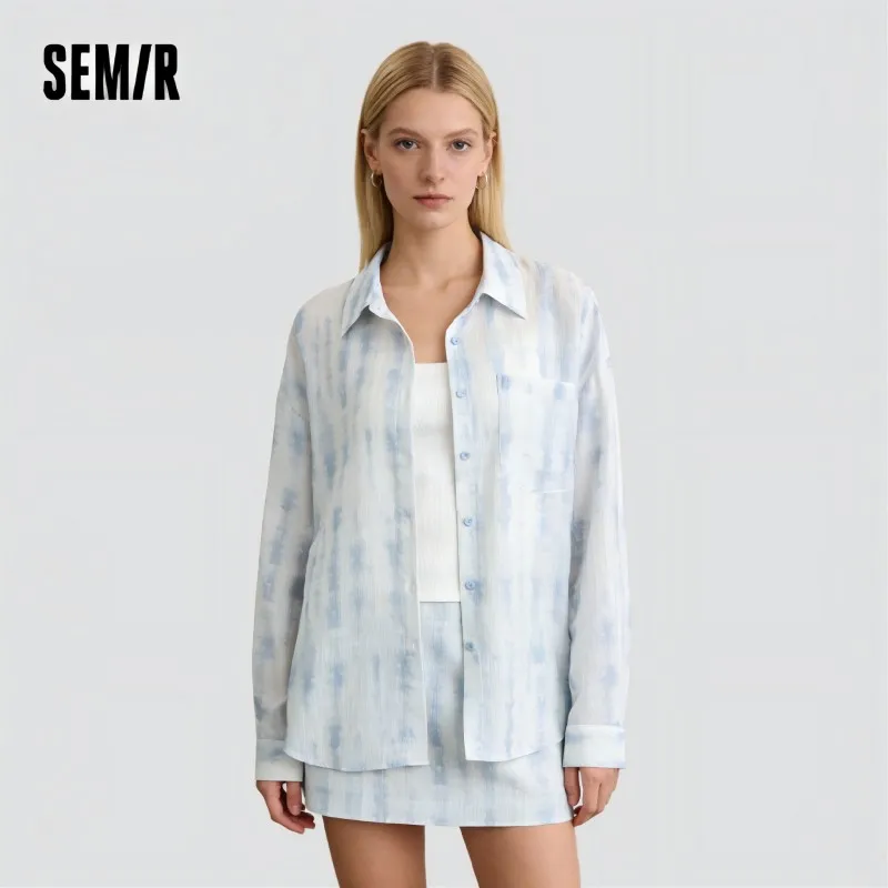 Фото Женский комплект Semir: рубашка и брюки, текстурированный, свободный крой, городской повседневный стиль, мягкий и удобный, для ежедневной носки №1