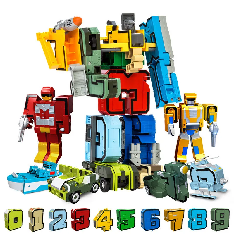 Creative Blocks Assembling Educational Blocks Action Figure Transformation Number Robot Deformation Robot Toy For Children