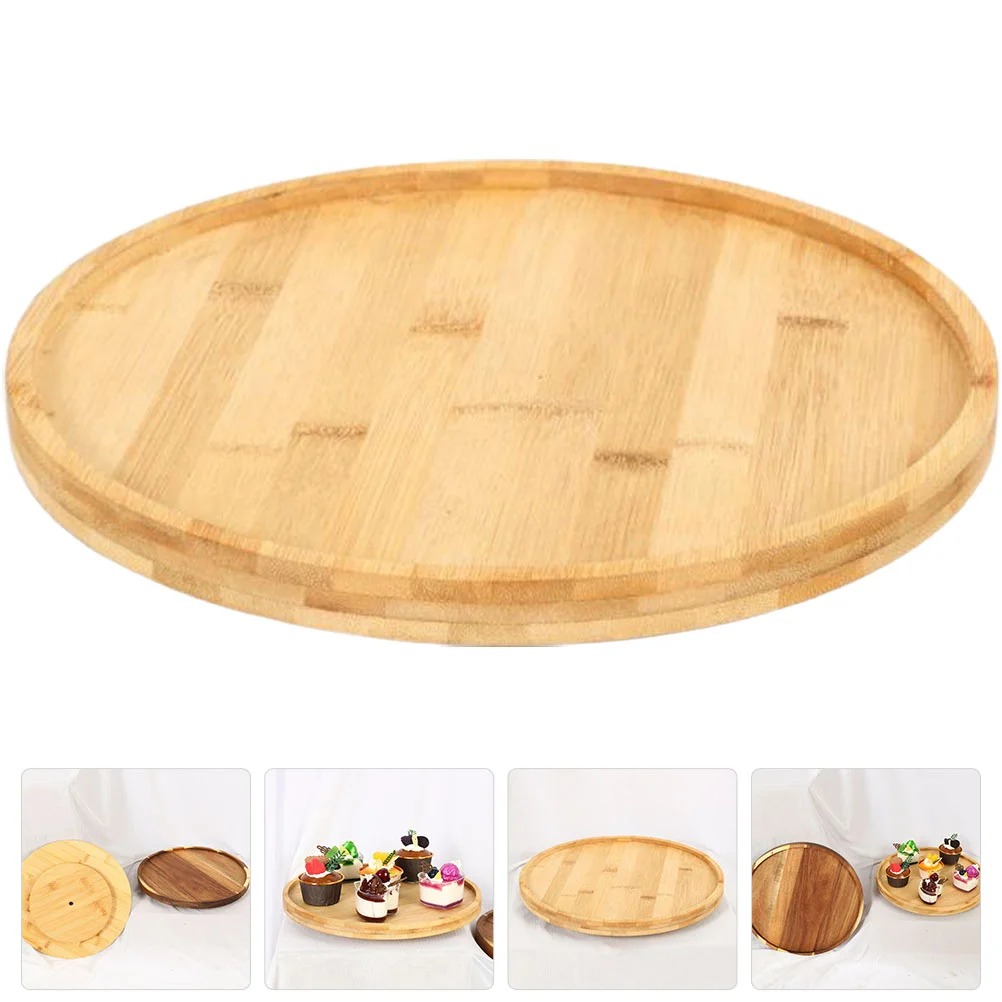 

Tray Serving Rotating Wood Organizer Turntable Wooden Plate Kitchen Container Bread Tea Rack Holder Bathroom Dessert Fruit