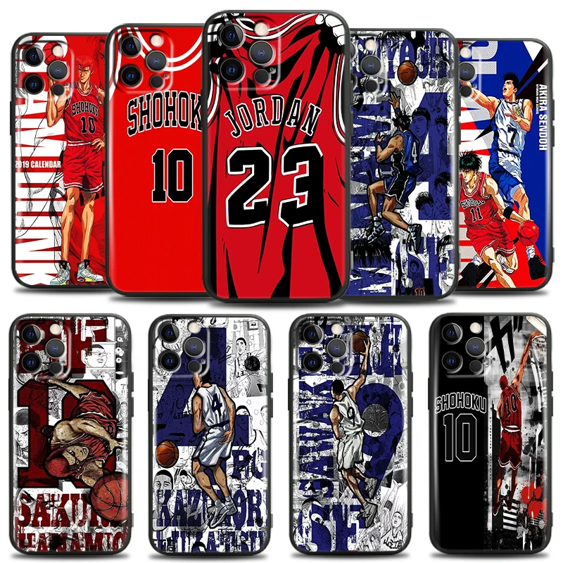 

Anime SLAM DUNK For Apple iPhone 13 12 11 Pro Mini X XR XS Max SE 6 6S 7 8 Plus Phone Case Back Coque Carcasa Liquid Silicon