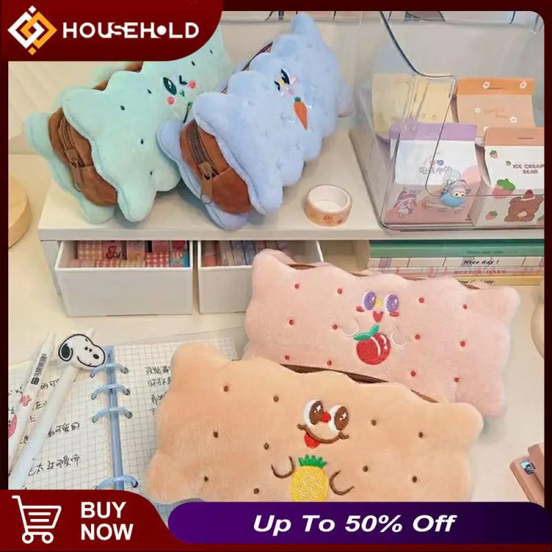 

School Stationery Plush Pouch For Girls Pen Box Zipper Cosmetics Pencilcase School Supplies Large Capacity Pencil Case Pen Bag