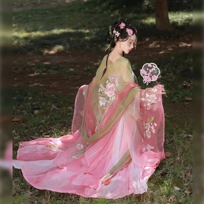 Китайская одежда Han 2024 женская юбка Термуса с машинной вышивкой супер на весну и