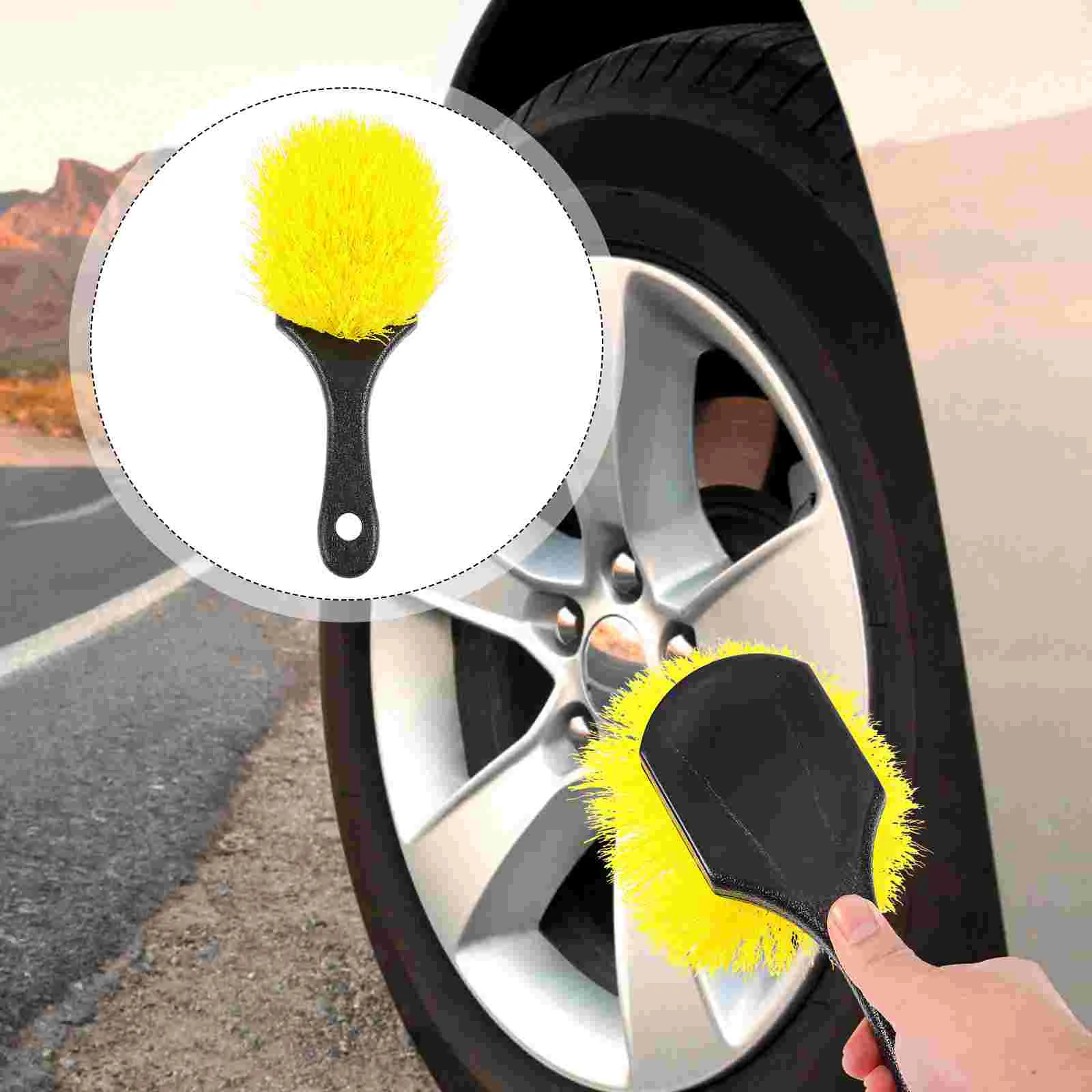 

Hub Brush Rubber Tire Cleaning Wheel Short Handle Car Detailing Pp Silk