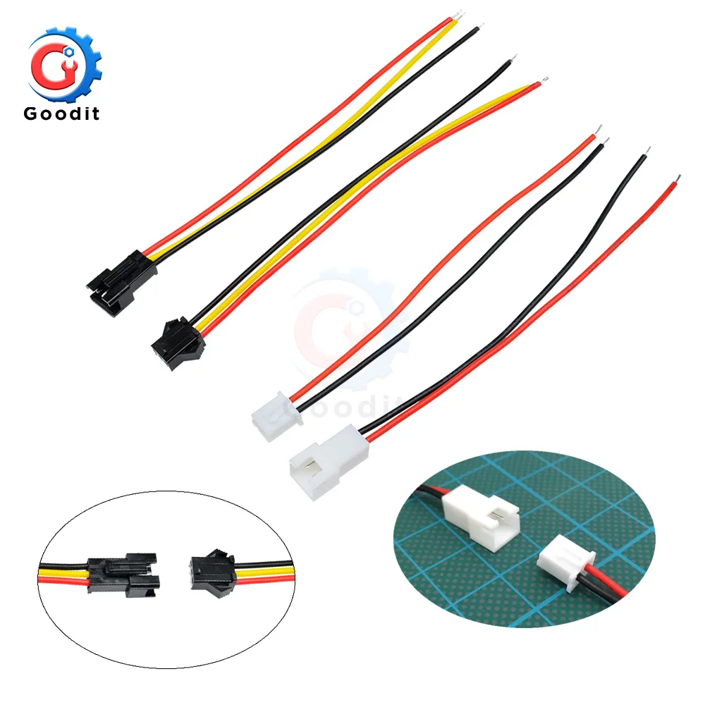 

5Pcs Male To Female Wire Connector Adapter 10cm 15cm 30cm Long Jst Sm 2pins 3pins Plug Spacing 3mm 2.54mm For Led Strip Light