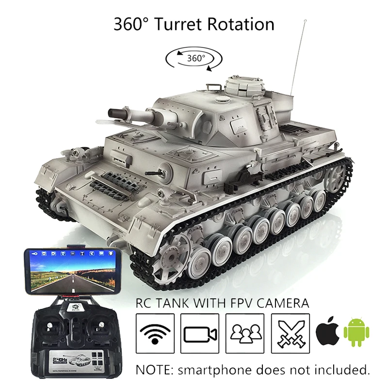 

Heng Long Toucan FPV 1/16 7.0 Panzer IV F Plastic RC Tank Remote Control 3858 360° Turret Steel Gearbox for Adult Toy TH17389