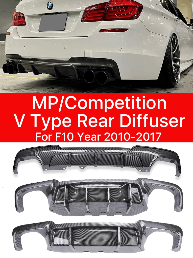 

M5 Performance Rear Bumper Diffusor Spoiler Carbon V Type Competition Diffuser For BMW 5 Series F10 M Sport M Tech 2010-2017