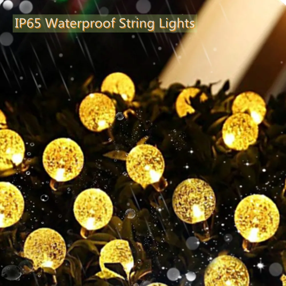 

50 LEDs 10m Crystal Ball Solar Light Outdoor IP65 Waterproof String Fairy Lamps Solar Garden Garlands Christmas Decoration