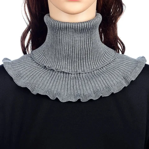 Модный однотонный кружевной эластичный шерстяной вязаный пуловер, накладной коллоar шейный защитный шарф, женский зимний теплый шарф из пряжи для улицы N99