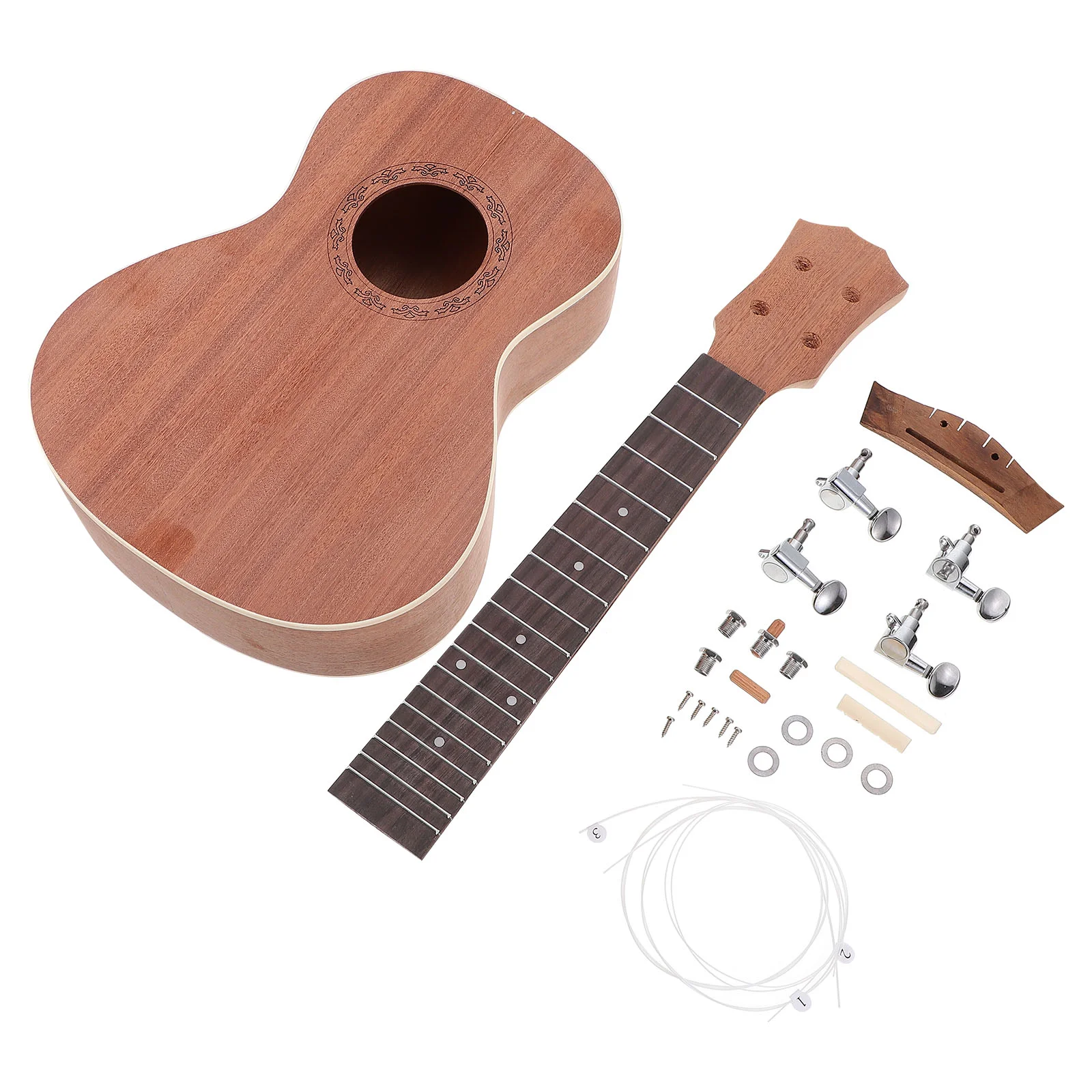 

23 Inch Ukulele Materials Kit DIY Handmade Parent-child Instrument Paintable Ukelele Semi-craft Kids Musical Mini Toys