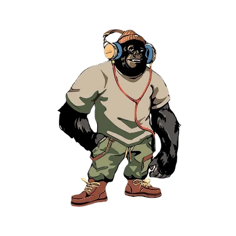 

For Monkey Headset Cool Car Stickers toon Decal Windshield Anime Air Conditioner Trunk Vinyl Wrap 13cm x 9.4cm