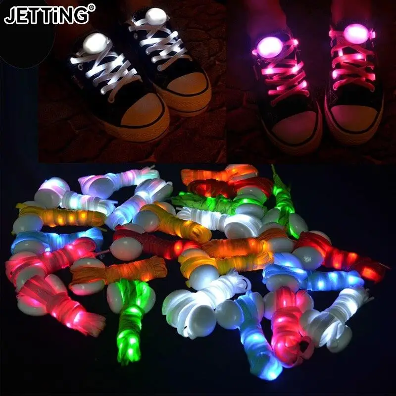 

1Pair 120cm New 8 LED Shoelaces Luminous Flashing Shoe Laces Disco Party Light Up Glow Nylon Strap Luminous Round Flash No Tie