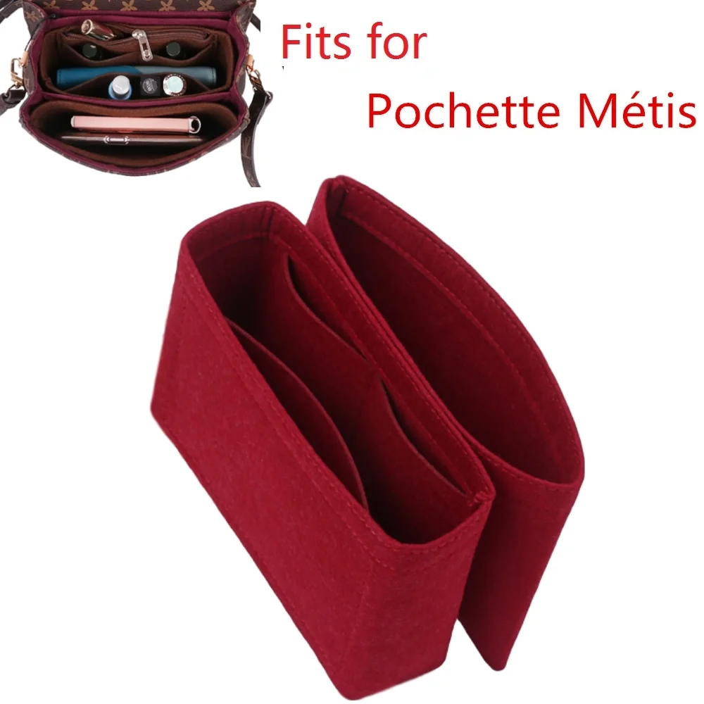 

Fits For Pochette Métis Flap Felt Cloth Insert Bag Organizer Makeup Handbag Organizer Travel Inner Purse Portable Cosmetic Bags