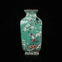 home decoration supplies qing qianlong style painted gold enamel color flower and bird pattern square bottle tabletop exquisite