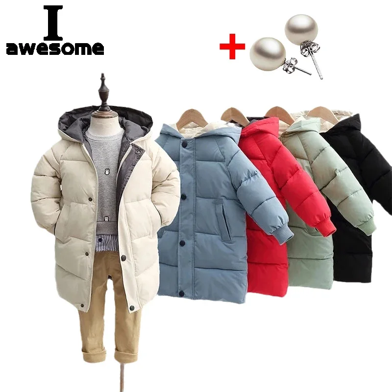 Купи Children's Down Coat Winter Teenage Baby Boys Girls Cotton-padded Parka Coats Thicken Warm Long Jackets Toddler Kids Outerwear за 341 рублей в магазине AliExpress