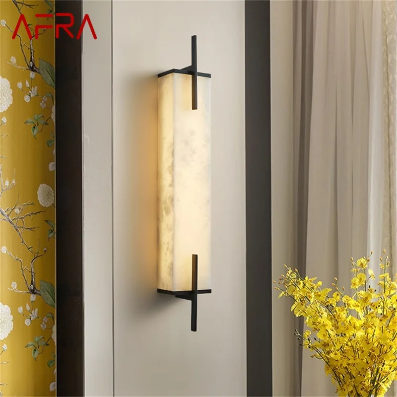 

AFRA Brass Indoor Sconce Wall Lights Modern Bedroom Luxury Marble LED Lamp Design Balcony For Home Corridor