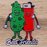 best friends enamel pin custom leaf brooch clothes bag lapel badge cartoon pin jewelry gift wholesale