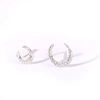 sterling silver earrings new personality size moon stud earrings fashion hot selling 18k personality full diamond stud earrings