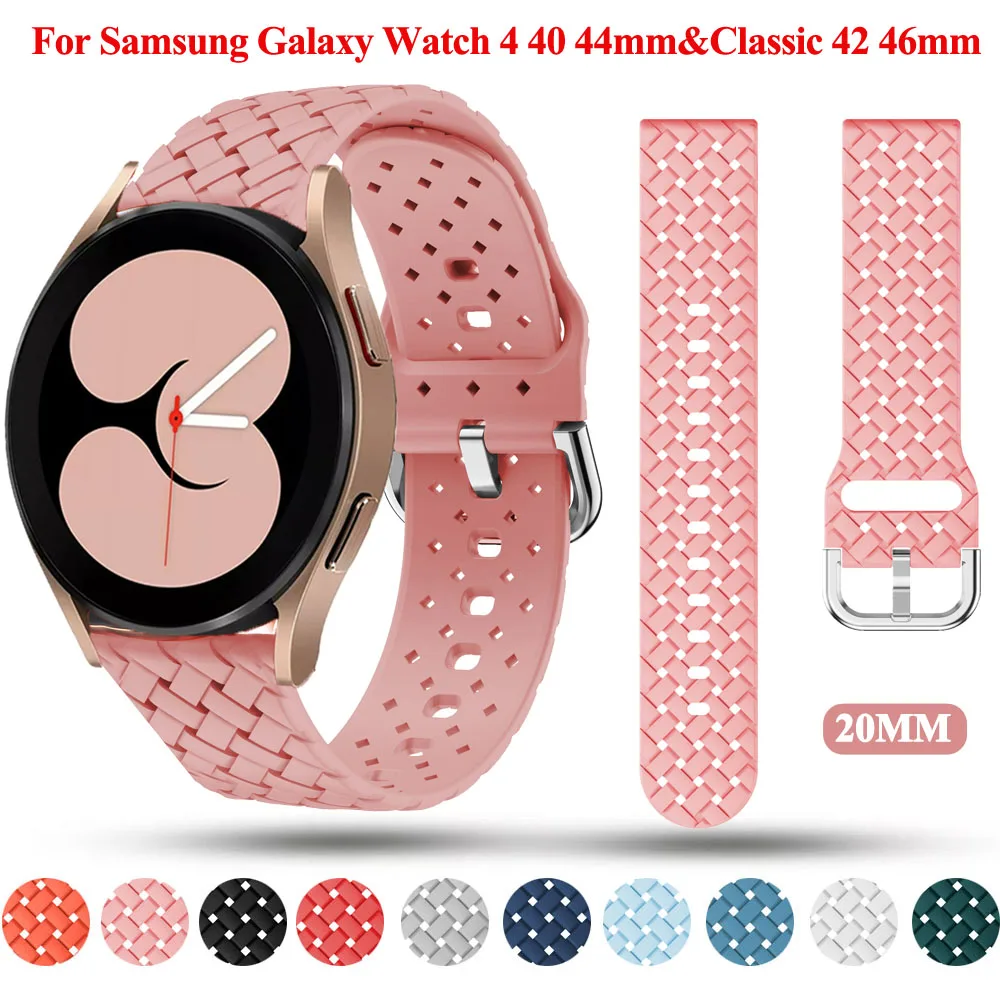 

20mm Smart Watch Band For Samsung Galaxy Watch 4 Classic 46 42mm Smartwatch Weave Silicone Sports Bracelet Watch4 44 40mm Straps